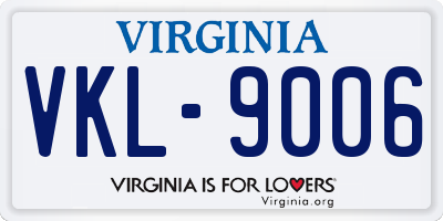 VA license plate VKL9006