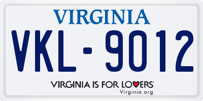 VA license plate VKL9012