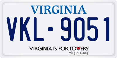 VA license plate VKL9051