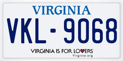 VA license plate VKL9068
