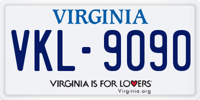 VA license plate VKL9090