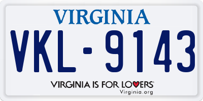 VA license plate VKL9143