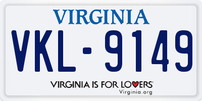 VA license plate VKL9149