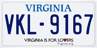 VA license plate VKL9167