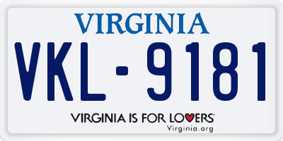 VA license plate VKL9181