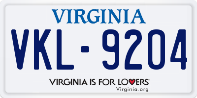 VA license plate VKL9204