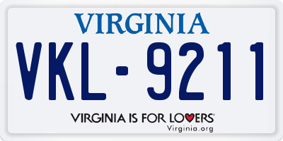 VA license plate VKL9211