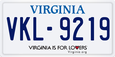 VA license plate VKL9219