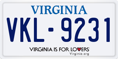 VA license plate VKL9231