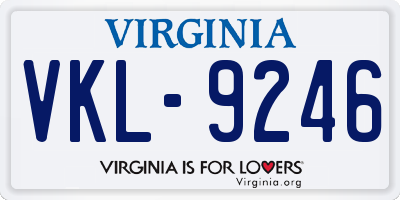 VA license plate VKL9246