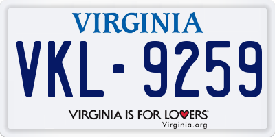 VA license plate VKL9259