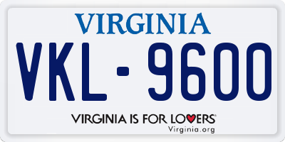 VA license plate VKL9600