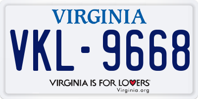 VA license plate VKL9668