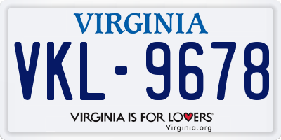 VA license plate VKL9678