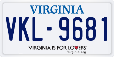 VA license plate VKL9681