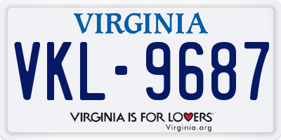 VA license plate VKL9687