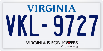 VA license plate VKL9727