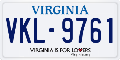 VA license plate VKL9761