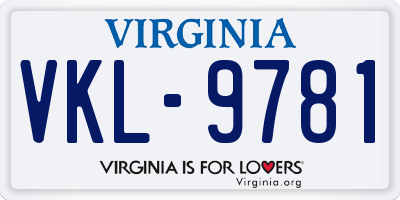 VA license plate VKL9781
