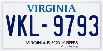 VA license plate VKL9793
