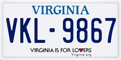VA license plate VKL9867