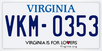 VA license plate VKM0353
