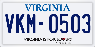VA license plate VKM0503