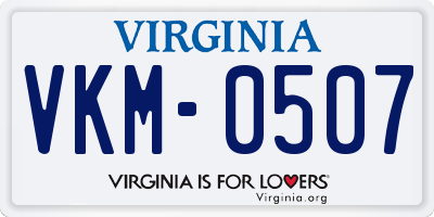 VA license plate VKM0507