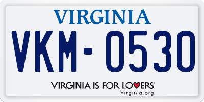 VA license plate VKM0530