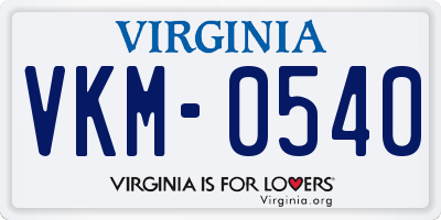 VA license plate VKM0540