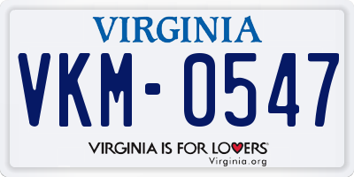 VA license plate VKM0547