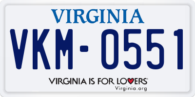 VA license plate VKM0551