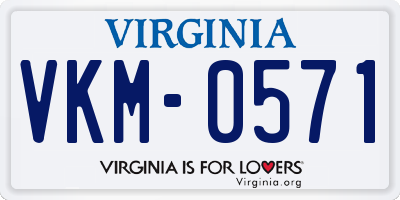VA license plate VKM0571