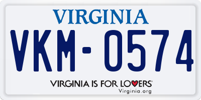 VA license plate VKM0574