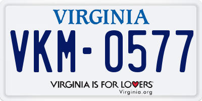 VA license plate VKM0577