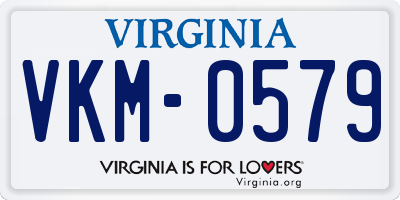 VA license plate VKM0579