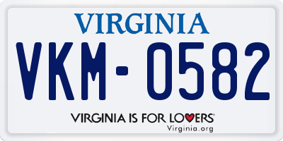 VA license plate VKM0582