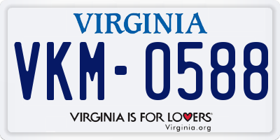 VA license plate VKM0588