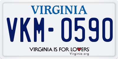 VA license plate VKM0590
