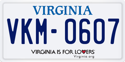 VA license plate VKM0607