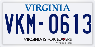 VA license plate VKM0613
