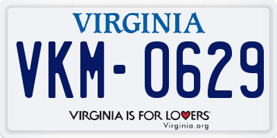 VA license plate VKM0629