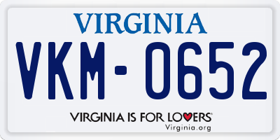 VA license plate VKM0652