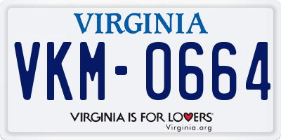 VA license plate VKM0664