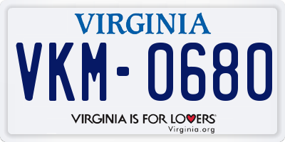 VA license plate VKM0680