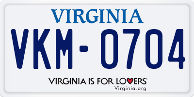 VA license plate VKM0704