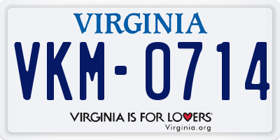 VA license plate VKM0714