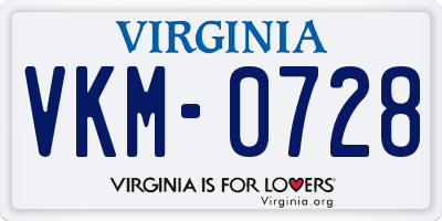 VA license plate VKM0728