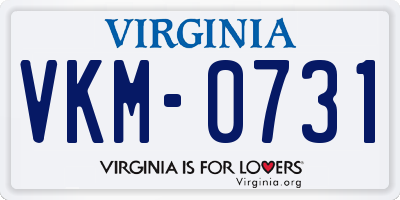 VA license plate VKM0731