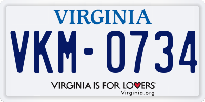 VA license plate VKM0734